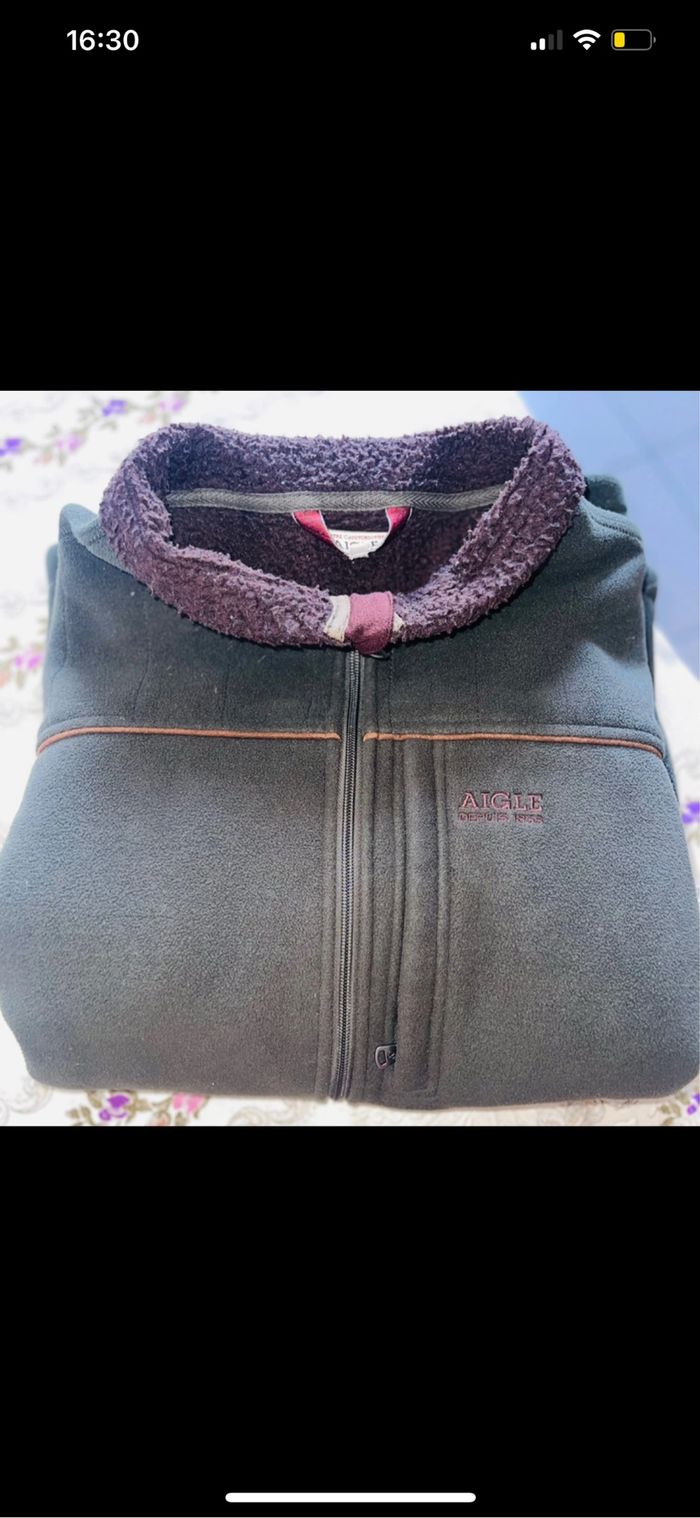 Veste homme Aigle XXL vert gris intérieur polaire - photo numéro 5