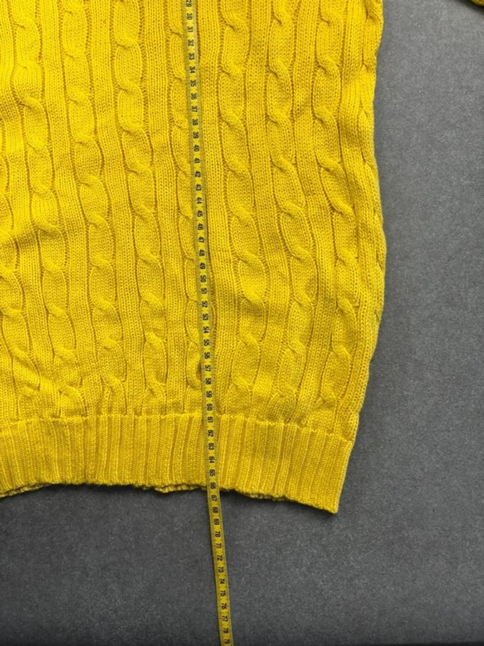 Pull d’hiver torsadé en maille Ralph Lauren jaune col rond taille L - photo numéro 11