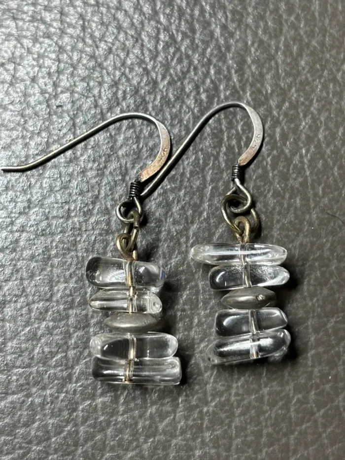 Boucles d’oreilles argent et cristal de roche - photo numéro 2