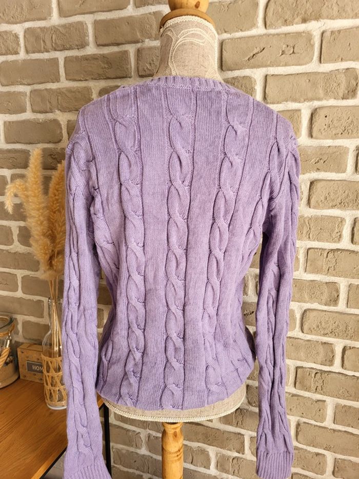 Pull à torsades et col V parme lilas Giorgio Di Mare - photo numéro 10
