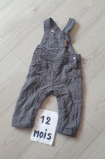 Salopette 12mois garçon 73-76cm 10kg kiabi grise