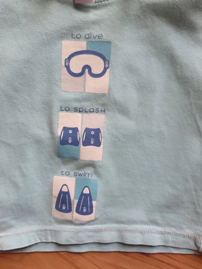 tee shirt obaibi 6 mois turquoise - photo numéro 2