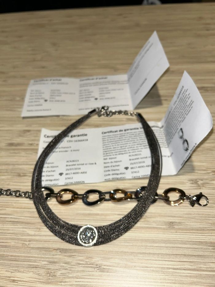 Bijoux Victoria collier lurex cristal rock sil + bracelet ionisé couleur or et rose - photo numéro 12