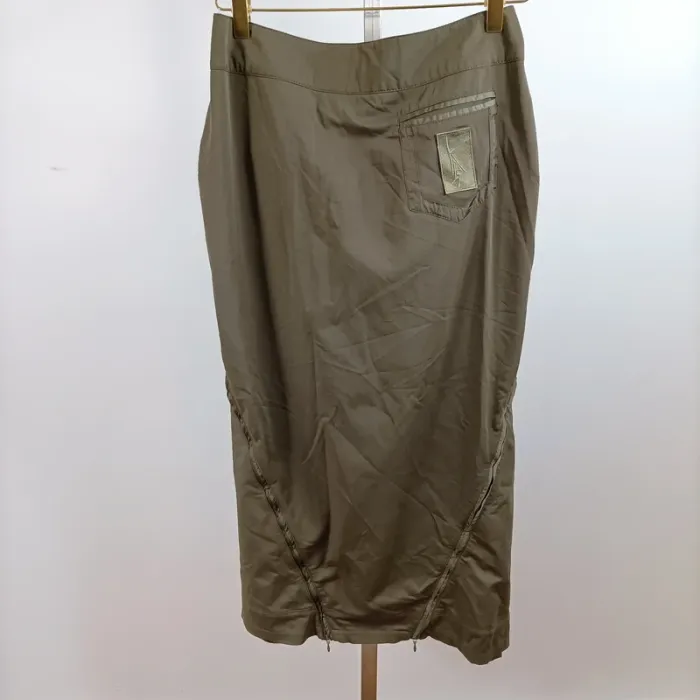 Jupe kaki longue ajustée taille 40 poches côtés style casual chic A1401 - photo numéro 2