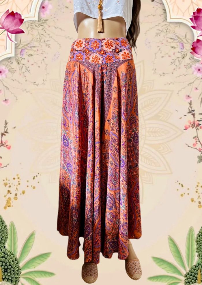 🪷Jupe-culotte indienne boho chic hippie Indian embroidered paisley skirt-culottes🪷