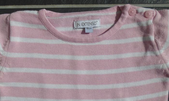 Marinière fille rose et blanche 18 mois - photo numéro 2