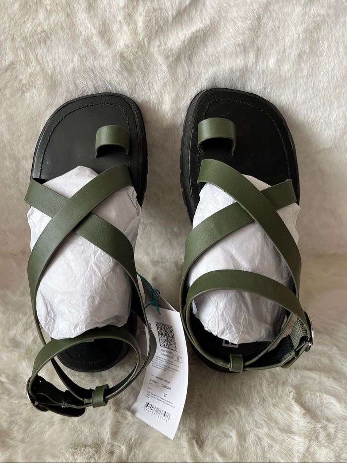 Sandales noire et vert olive, kaki Befree pointure 37 - photo numéro 6