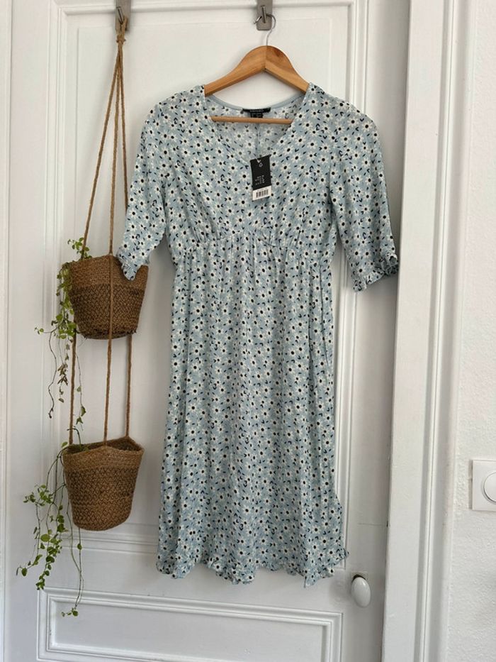 Robe été fleurie bleu