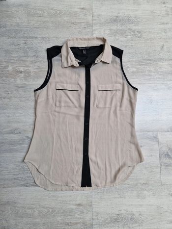 Chemise beige et noire transparente Mango XS