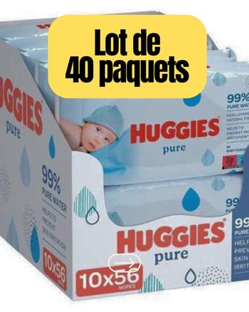 40 paquets de lingettes Huggies Pure