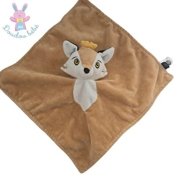 Doudou Renard plat doux beige blanc Baby Livia