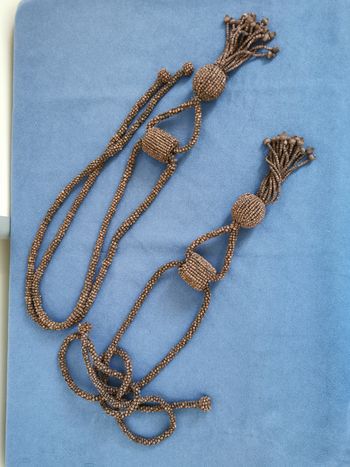 Lot de 2 embrasses de rideaux perles bois marron