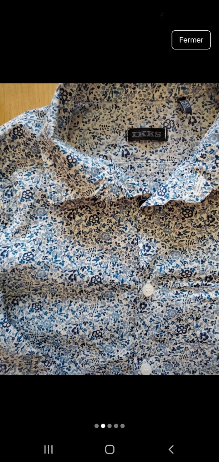 IKKS 5 ans – chemise fleurie bleu blanc garçon - photo numéro 5