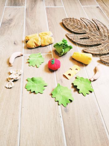 🥬 Dinette lot divers aliments à scratch pain salade et autres en tissu- peluche