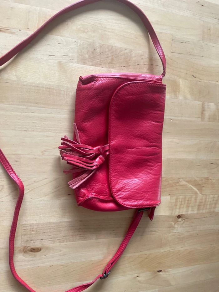 Sac à main en cuir rouge made in italy - photo numéro 3