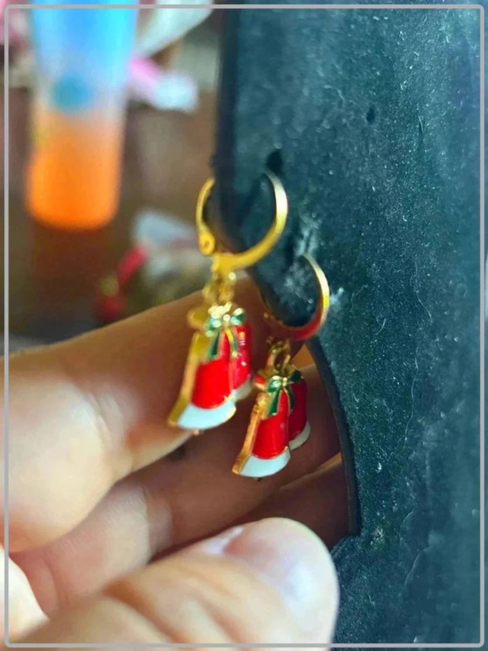 Boucle d'oreille cloche de noel - photo numéro 2