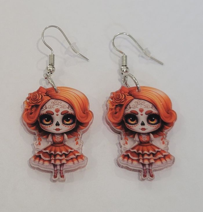BOUCLES D'OREILLES POUPEE SANTA MUERTE HALLOWEEN ! NEUVE ! MODELE 8 - photo numéro 4