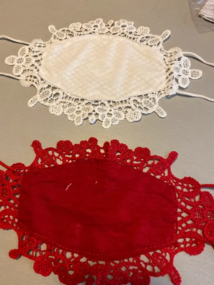 masque de protection en dentelle rouge ou blanc - photo numéro 2