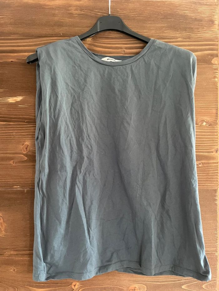 Tee shirt à épaulette promod bleu gris - photo numéro 2