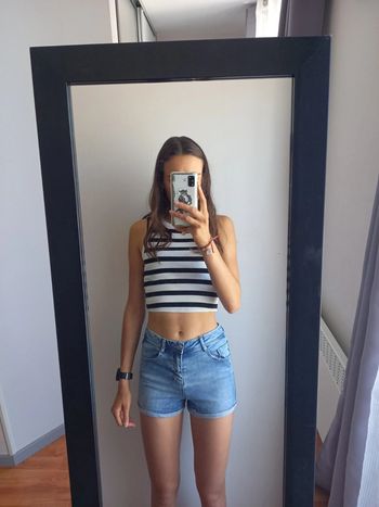 Short taille haute en jean