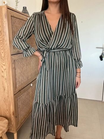 Robe longue verte à rayures Scarlet Roos