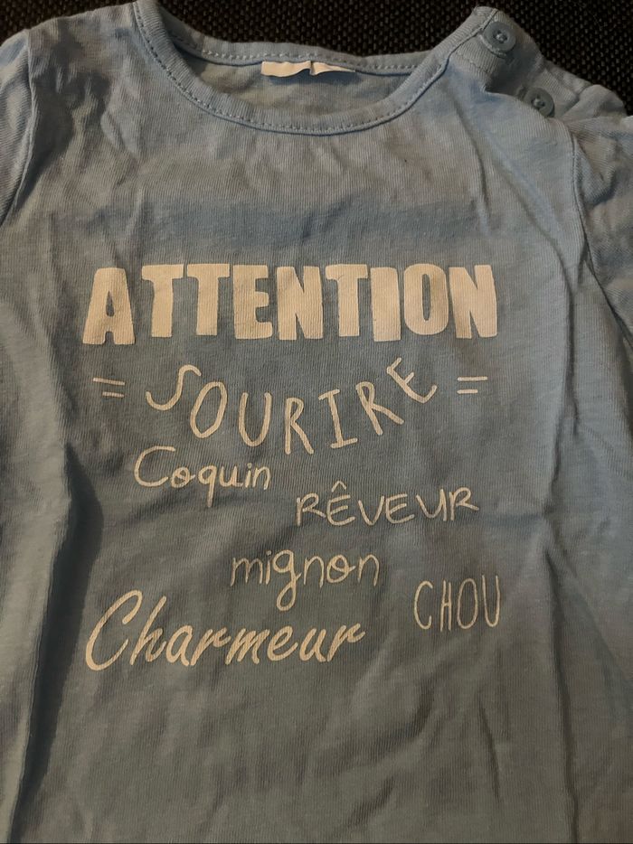 T-shirt bleu 1 mois - photo numéro 2