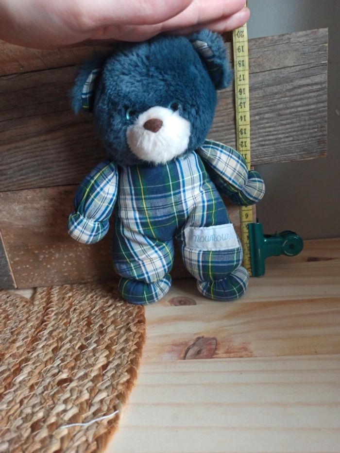 peluche ours bleu nounours grelot vintage - photo numéro 5