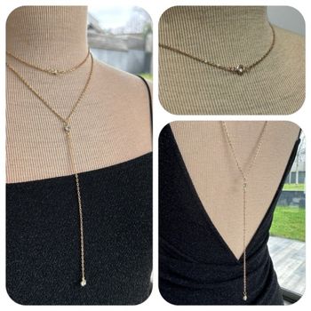 Collier dos nu strass en laiton or - Ateliersdisa