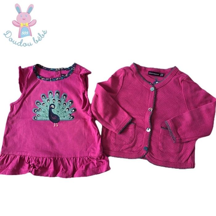 Lot Robe Gilet T-shirt Salopette bébé fille 12 Mois été Sergent Major - photo numéro 3