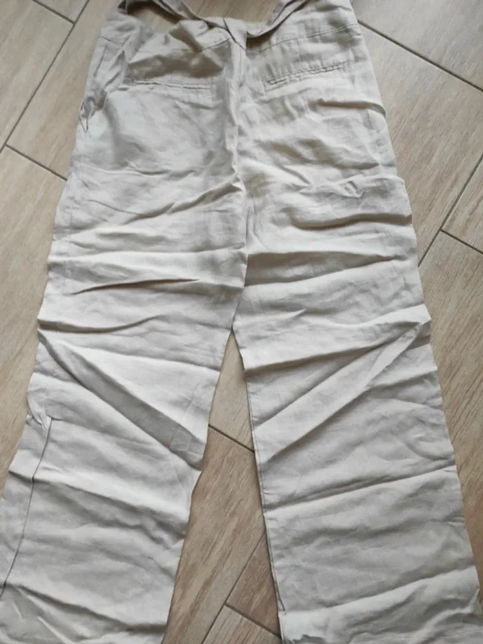 Pantalon crème lin - photo numéro 3