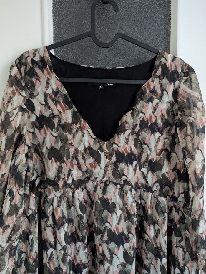 Robe à fleurs etam rose verte et doré taille 42 - photo numéro 2