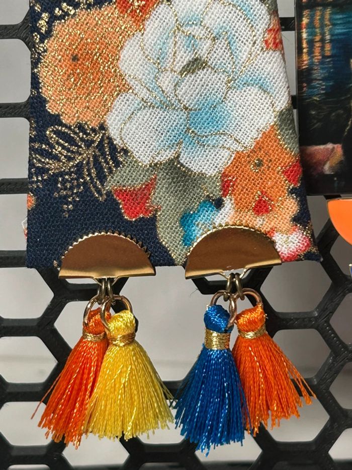 Boucles d’oreilles - Van Gogh et fleurs d’or - photo numéro 4