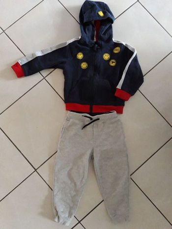 ensemble sweat a capuche gilet et jogging orchestra 4 ans smiley