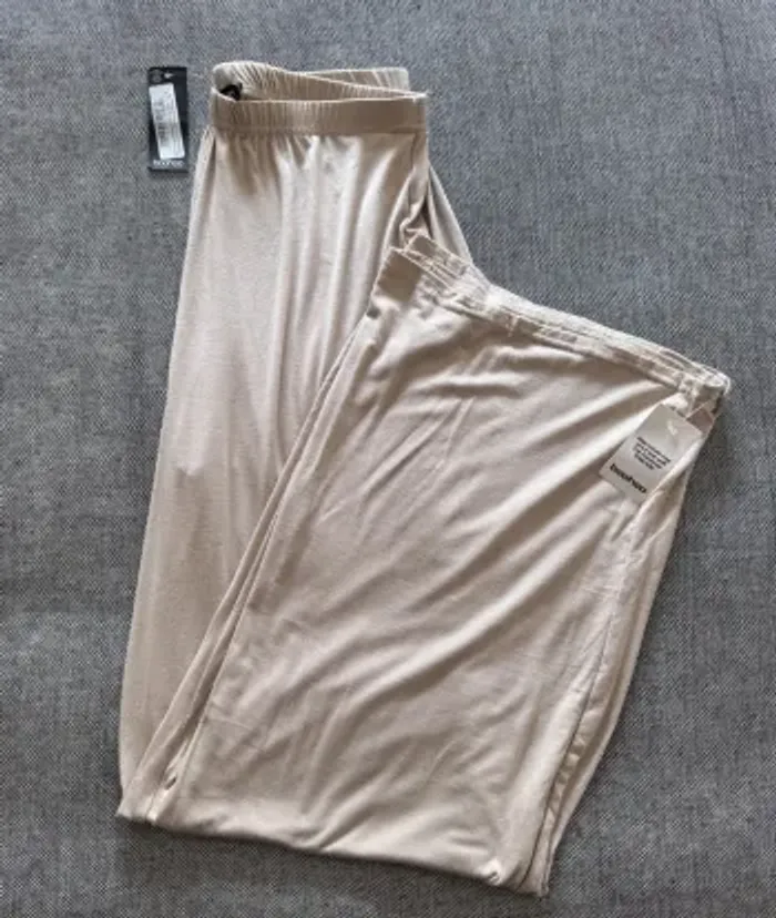 Pantalon Boohoo Jersey "Wide Leg Pj" - Jambes Larges - Beige Taille 40 - Neuf
