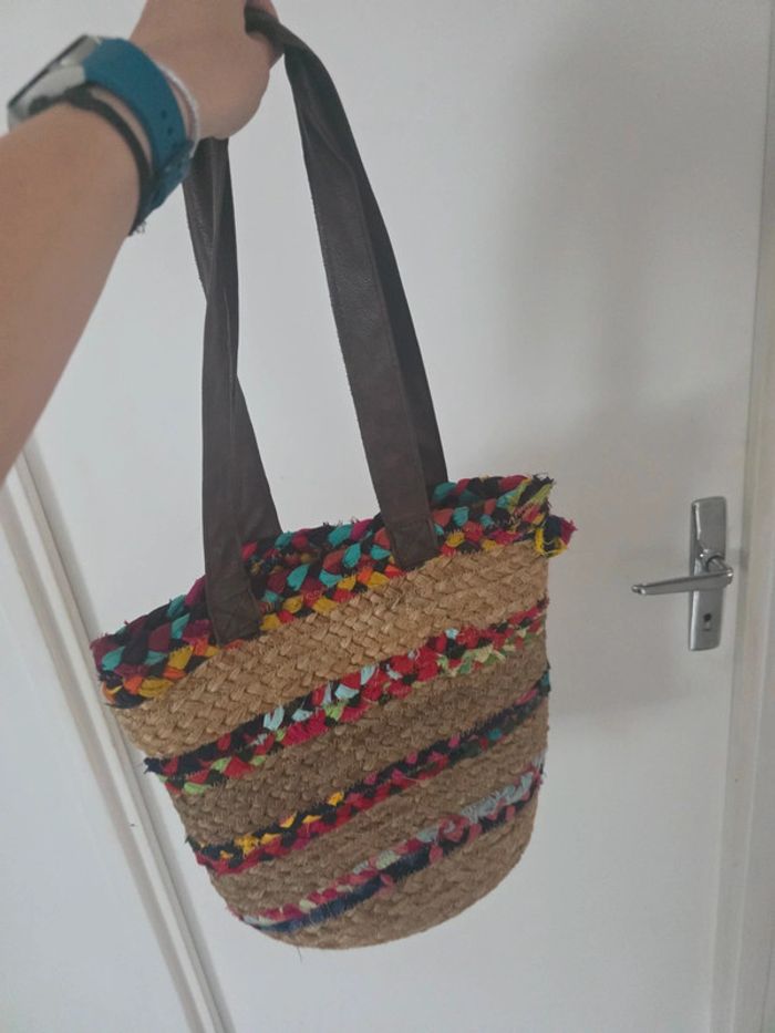 Sac en paille coloré vintage - photo numéro 3
