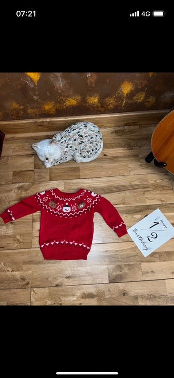 Joli pull de Noël mixte C&a très bon état 68 cm/6 mois