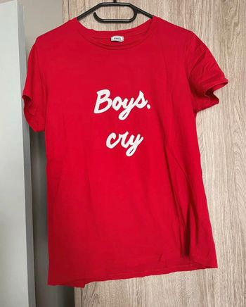 T-shirt manches courtes rouge à message