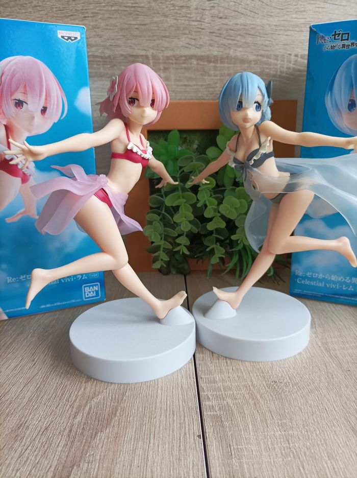 Lot 2 figurines Rem et Ram Re Zero banpresto celestial vivi Bandai - photo numéro 3