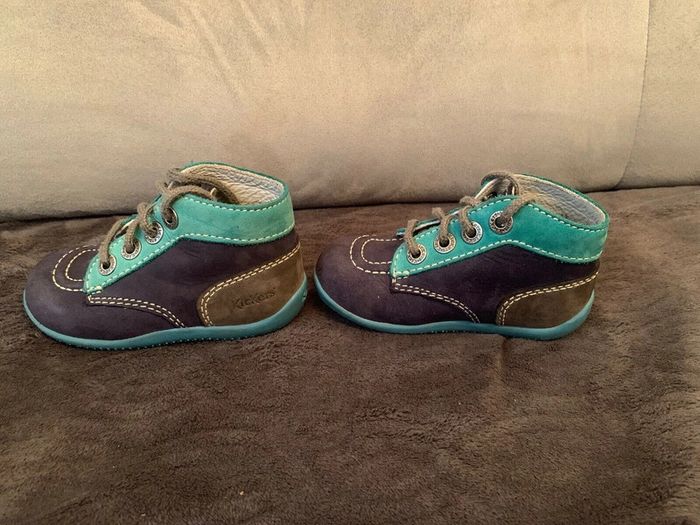 Kickers Bonbon - Chaussures Basses Premiers Pas Marine/Turquoise/Bleu Taille 22 - photo numéro 2