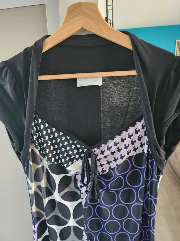 Robe fluide formul excellent état Taille 38 noire et motifs géométriques - photo numéro 2