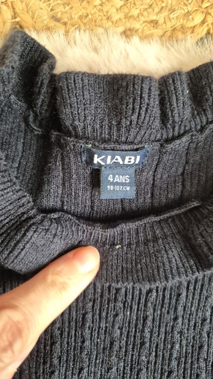 Ensemble pull col roulé bleu marine et pantalon jambe large écossais Kiabi 🐭 4 ans - photo numéro 3