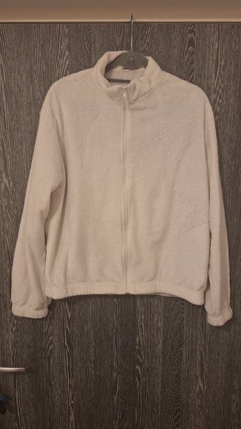 Veste polaire col haut fermeture éclair blanc