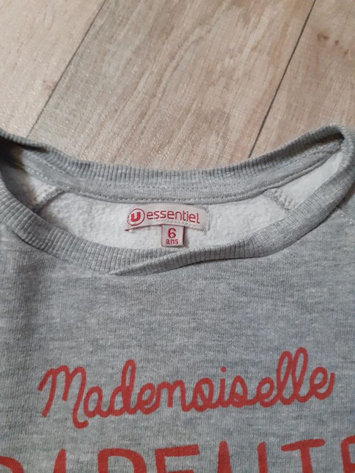 Sweat fille gris chiné écritures rouge 6 ans - photo numéro 5