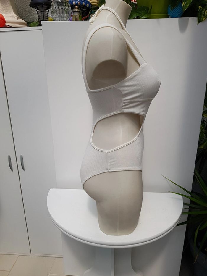 Body Effet Côtelé Blanc Ivoire Sexy - photo numéro 8