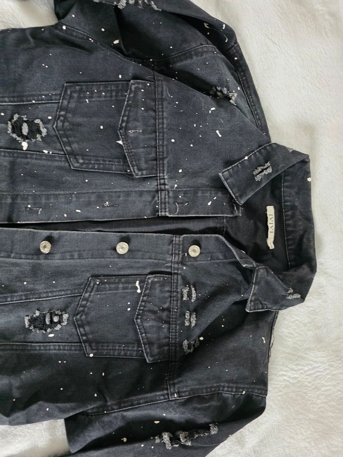 Veste en jean noir longue - photo numéro 5