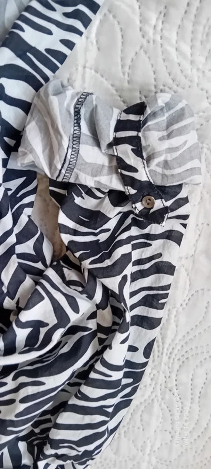Blouse légère manches 3/4 réglables col V avec poche imprimé zèbre femme xl yessica - photo numéro 12