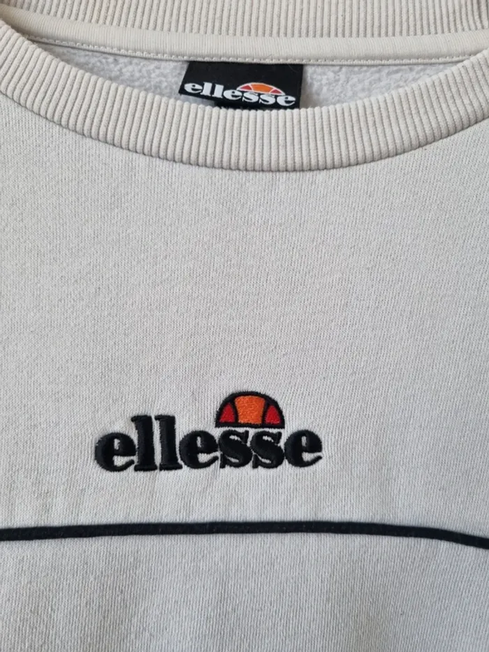 Sweat hoddies blanc Ellesse en coton vintage Année '90 - photo numéro 8
