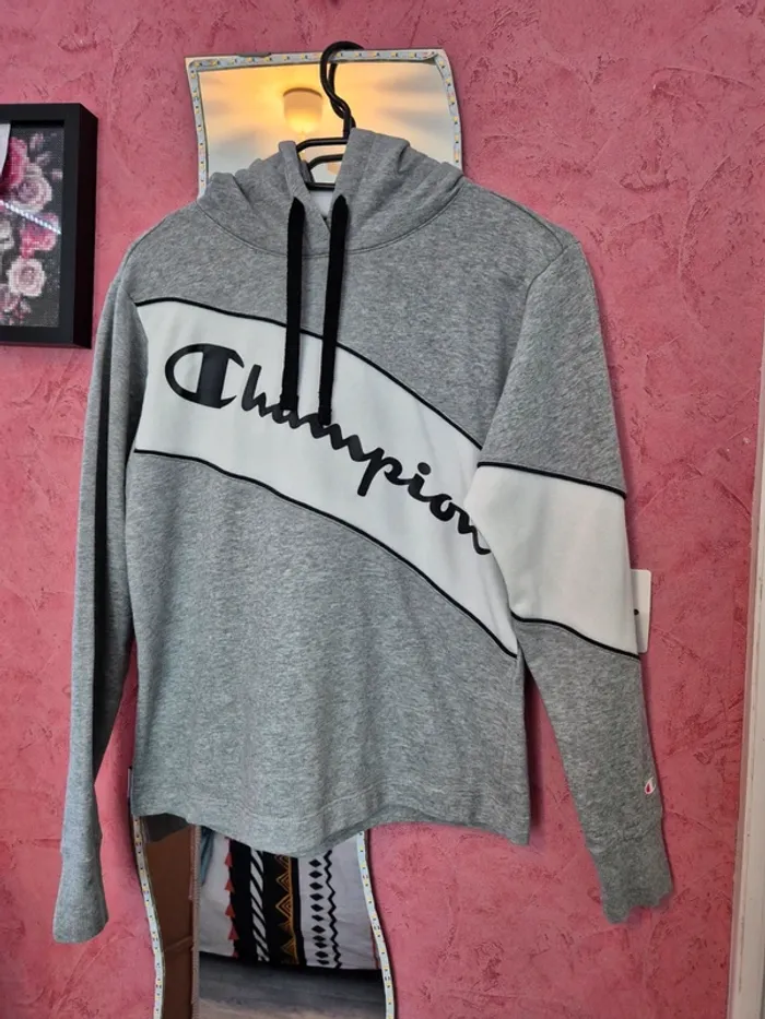 Sweat à capuche gris Champion