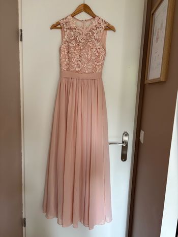 Robe longue dentelle Rose Poudré de Babaroni