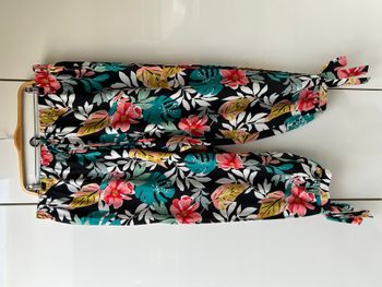 Pantalon fluide élastique fleuri fendu au jambes Joress Curve - Taille 3XL